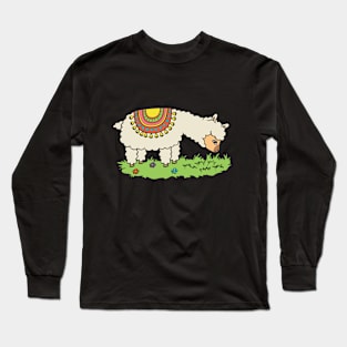 Alpaca eats grass on a meadow. Long Sleeve T-Shirt